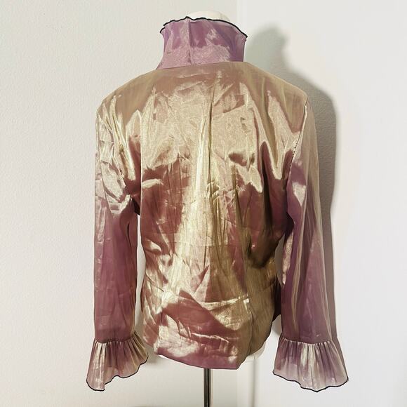 Vintage J.R. Nites by Carol Lynn Blouse 14 Silky Ruched Satin Evening Top - Picture 3 of 4